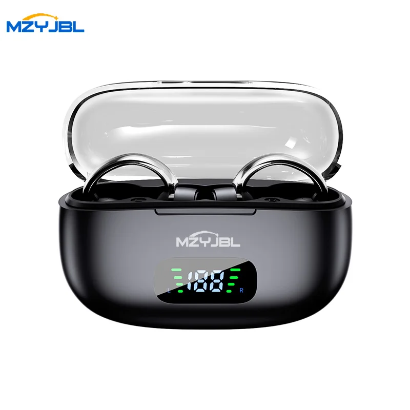 

MZYJBL Earphones Ear Clip ENC Headset Wireless Earbuds Bluetooth5.4 Headphone S39 LED Digital Display Sports Open Ear Headphones