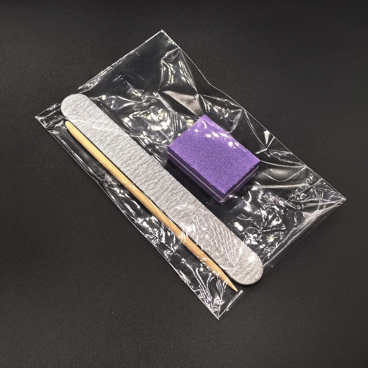 Disposable Manicure Kit 3 In 1 Portable Wooden Stick Sanding File and Block Suit