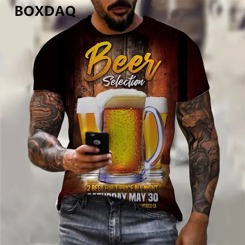 

Beer Printed Short Sleeve Men's T-Shirts Casual O-Neck Beer Festival Clothes Summer Trend Tops 6XL Plus Size Street T-shirts