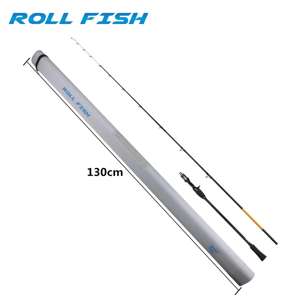 ROLLFISH Titanium Tip Fishing Rod Set 1.75M Octopus Squid Cuttle Carbon Fiber Boat Light Jigging Saltwater Rod Bag Hard Shell