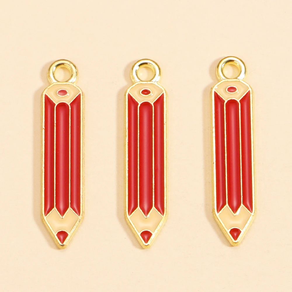 10 Stück süße, lustige Emaille-Buch-Bleistift-Charms-Anhänger für Schlüsselanhänger, Armband, Stiftkette, handgefertigtes Handwerk, DIY-Schmuckherstellungszubehör – Detail 8
