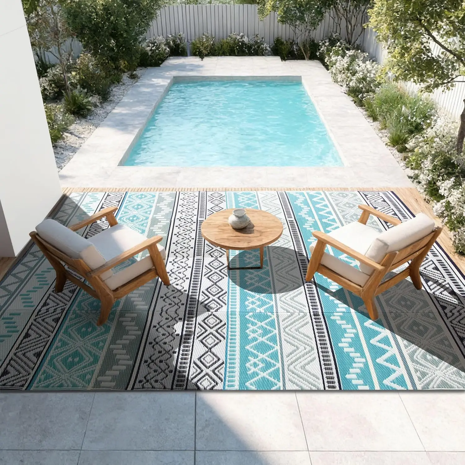 

Outdoor Rug Waterproof 5 x 8 ft, Reversible Plastic Straw Rug for Patio, Large Outdoor Carpet for RV, Patio, Camping, Backyar