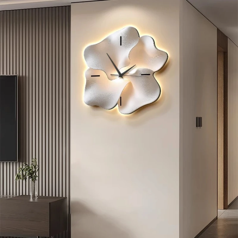 

Flower Silent Led Wall Clock - Premium Elegant Horloge Murale with Gold Accents & Glass Cover for Office & Home Decor
