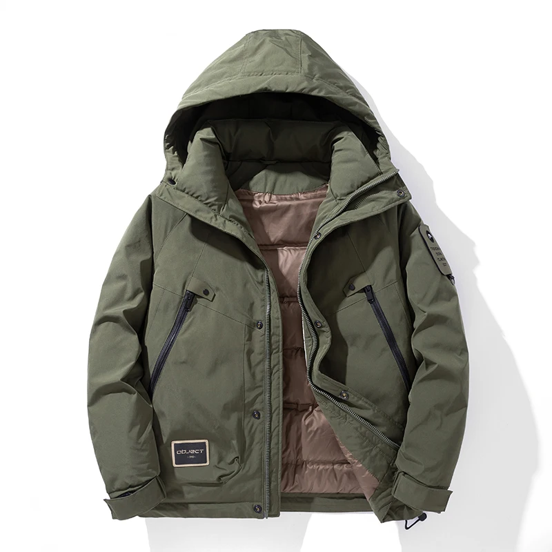 Gorasion 2025 ชายฤดูหนาวใหม่เป็ดสีขาวลงเสื้อแจ็คเก็ตหนาเสื้อแฟชั่นเสื้อคู่กลางแจ้งHooded Overcoat Jacket
