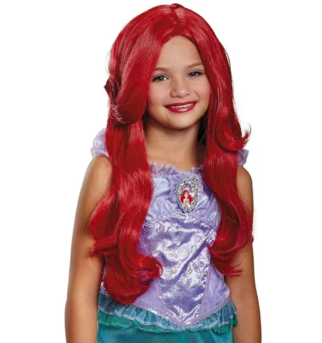 Disney Princess Ariel Little Mermaid Girls' Wig  Cosplay Long Wavy Synthetic Hair Cos Wigs Peruca Pelucas