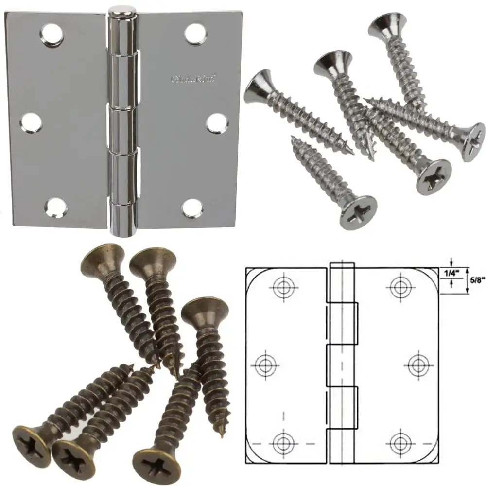 

3.5 Inch Steel Door Hinges with Polished Chrome Finish, Square Corners, 100-Pack for Durable and Stylish Home Improvement