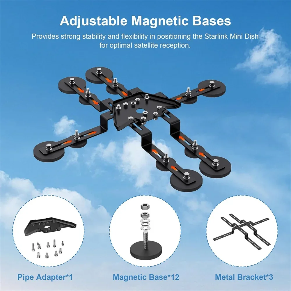 Starlink Mini Magnetic Mount with 12-Magnetic Bases,Starlink Internet Satellite Installation Kit, Compatible Starlink Mini(V4)