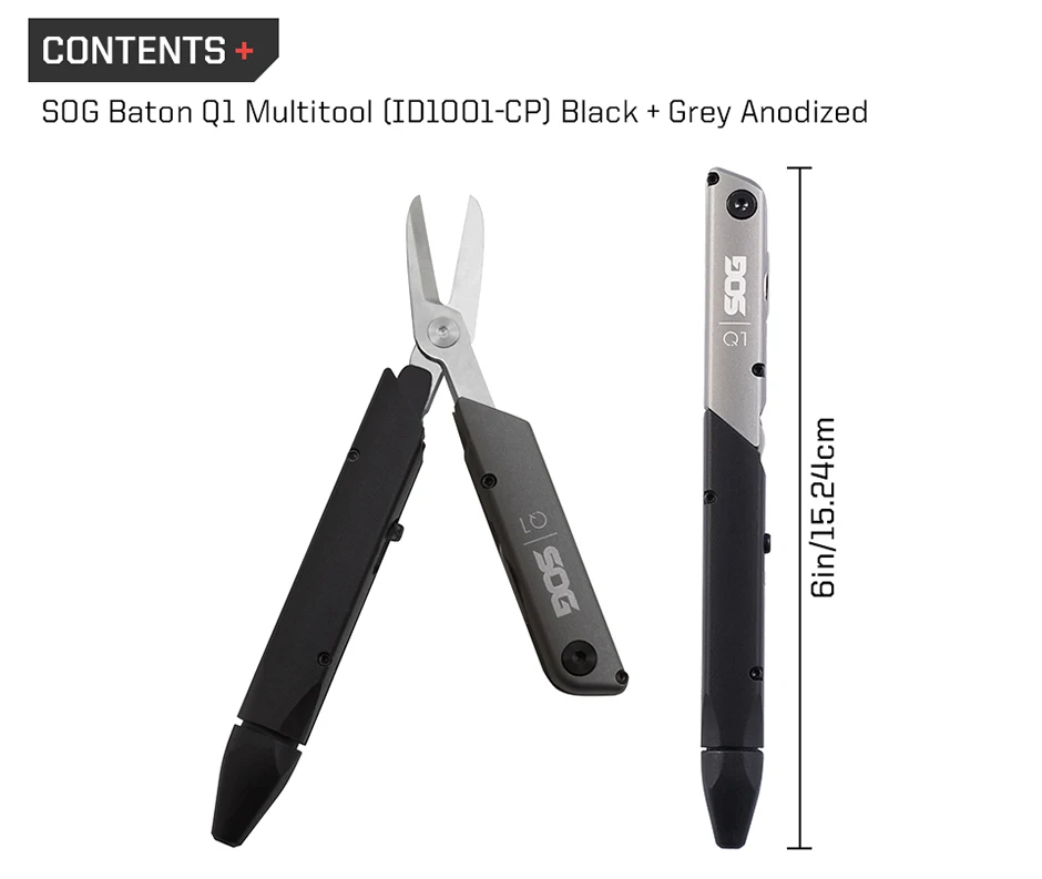 SOG Baton Q1 4-in-1 Multitool-Stift EDC Taschenwerkzeug mit Schere, Schraubendreher und Flaschenöffner für Angeln, Camping, Wandern und Outdoor-Ausrüstung – Detail 4