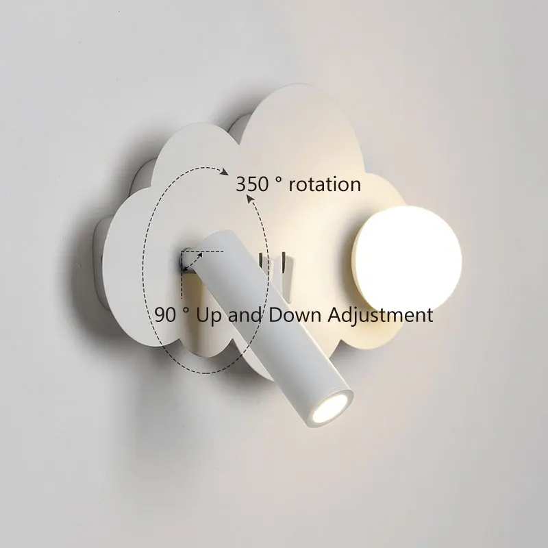 Cloud Wall Lamp Nordic Minimalist Bedroom Bedside Spotlight Children\'s Room With Switch Led Eye Protection Reading Wall Lamp