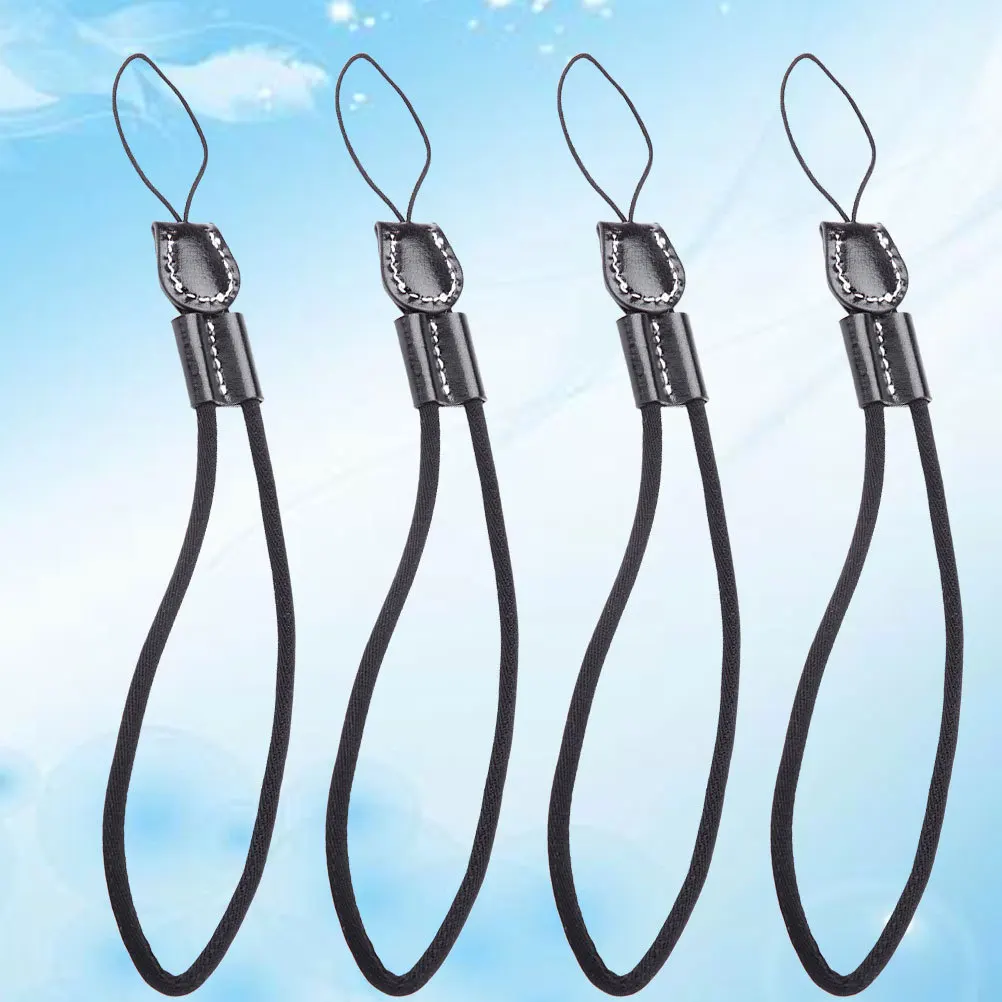 

4Pcs Wear-Resistant Cotton Rope Camera Lanyards Comfortable Wrist Bands for Phone Keychain Mp3 USB Flash Drive Black