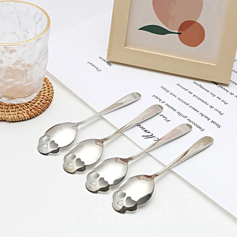 1PCS Coffee Spoon Creative Skull Shape Teaspoon Stainless Steel Tableware Dessert Coffee Scoop For Tea Sugar Christmas Gifts view 2