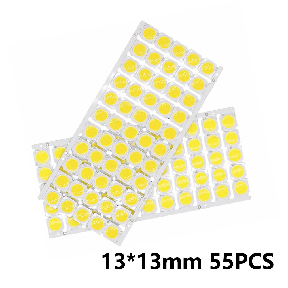 55pcs a lot 3W 5W 7W 10W 9-11V LED COB Light Bulb On Board 13*13mm High Power LED Chip Light Lamp Spotlight Downlight Lamps