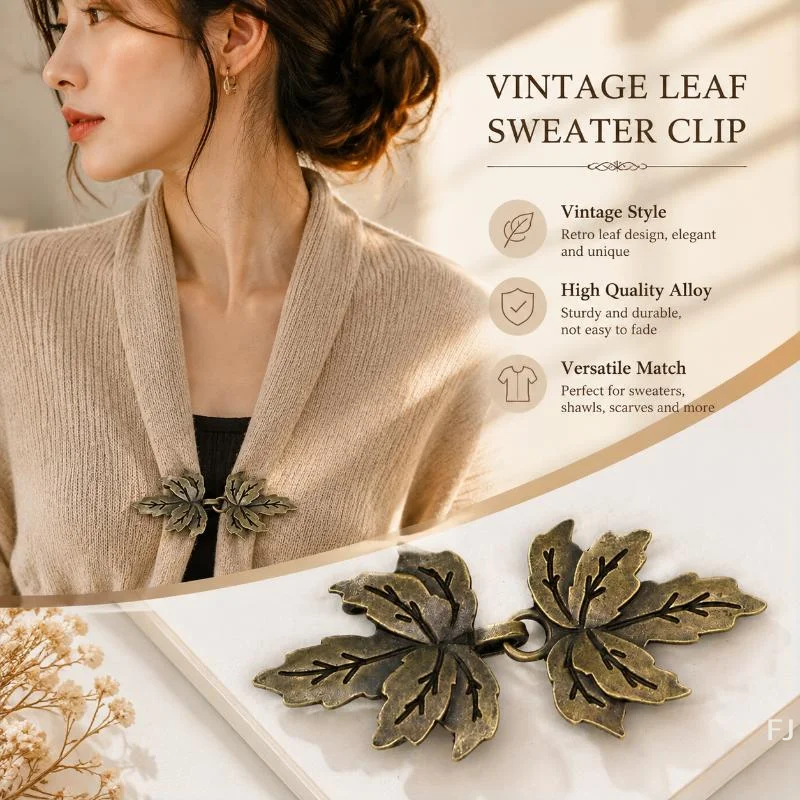 [YU]Trendy Winter Sewing DIY Retro Cardigan Shawl Brooch Sweater Blouse Vintage Alloy Leaf Pin Clasps