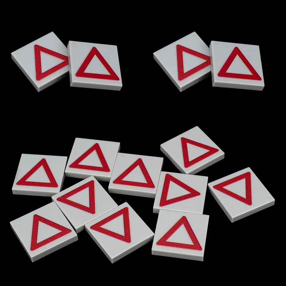 MOC 10PCS 3068 2x2 Dangerous Signs Pattern Building Blocks Kit Printed Faulty Board Bricks Particle DIY Toy Adults Gifts