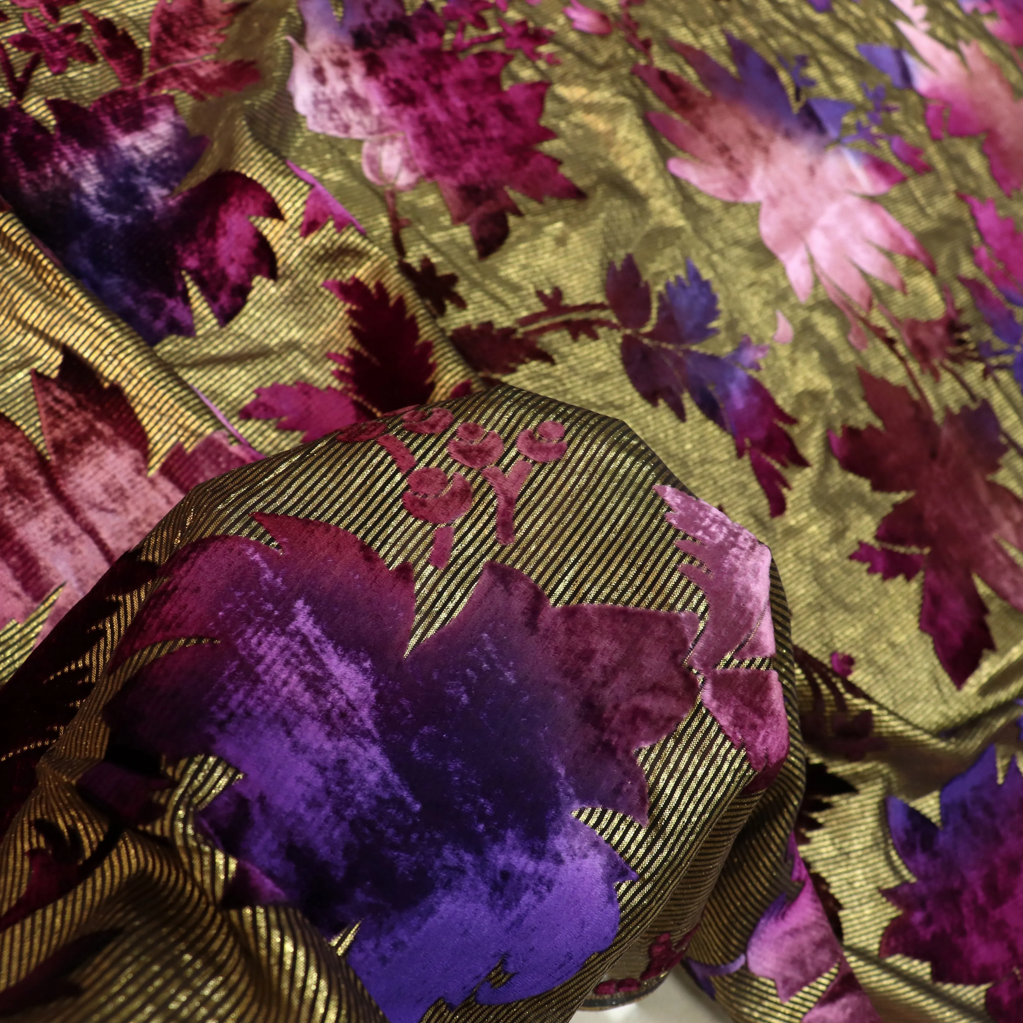 Light Pink 3D Floral Velvet Designer Fabric with Beads Thread and Sequins for Runway Making and Art School Collections
