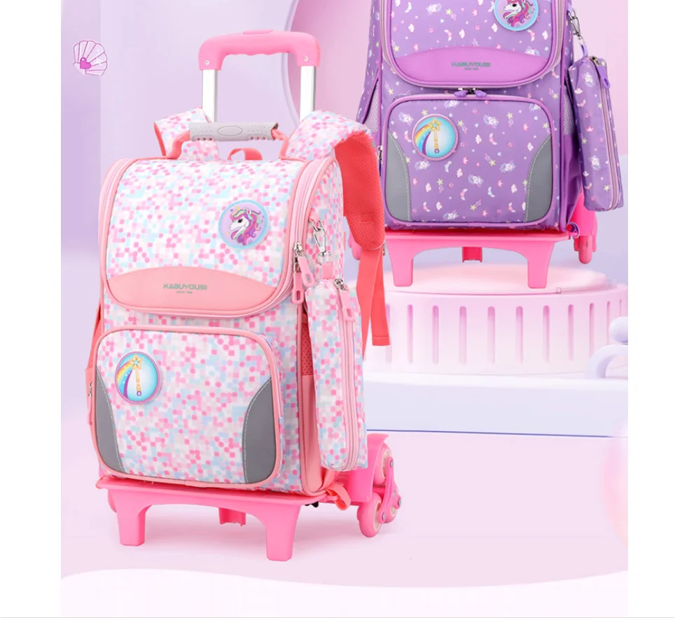 New Kids' Rolling Backpack for Grades 2-5 Boys & Girls Large Capacity Wheeled Children's Backpack for Stair Climbing Trolley Bag