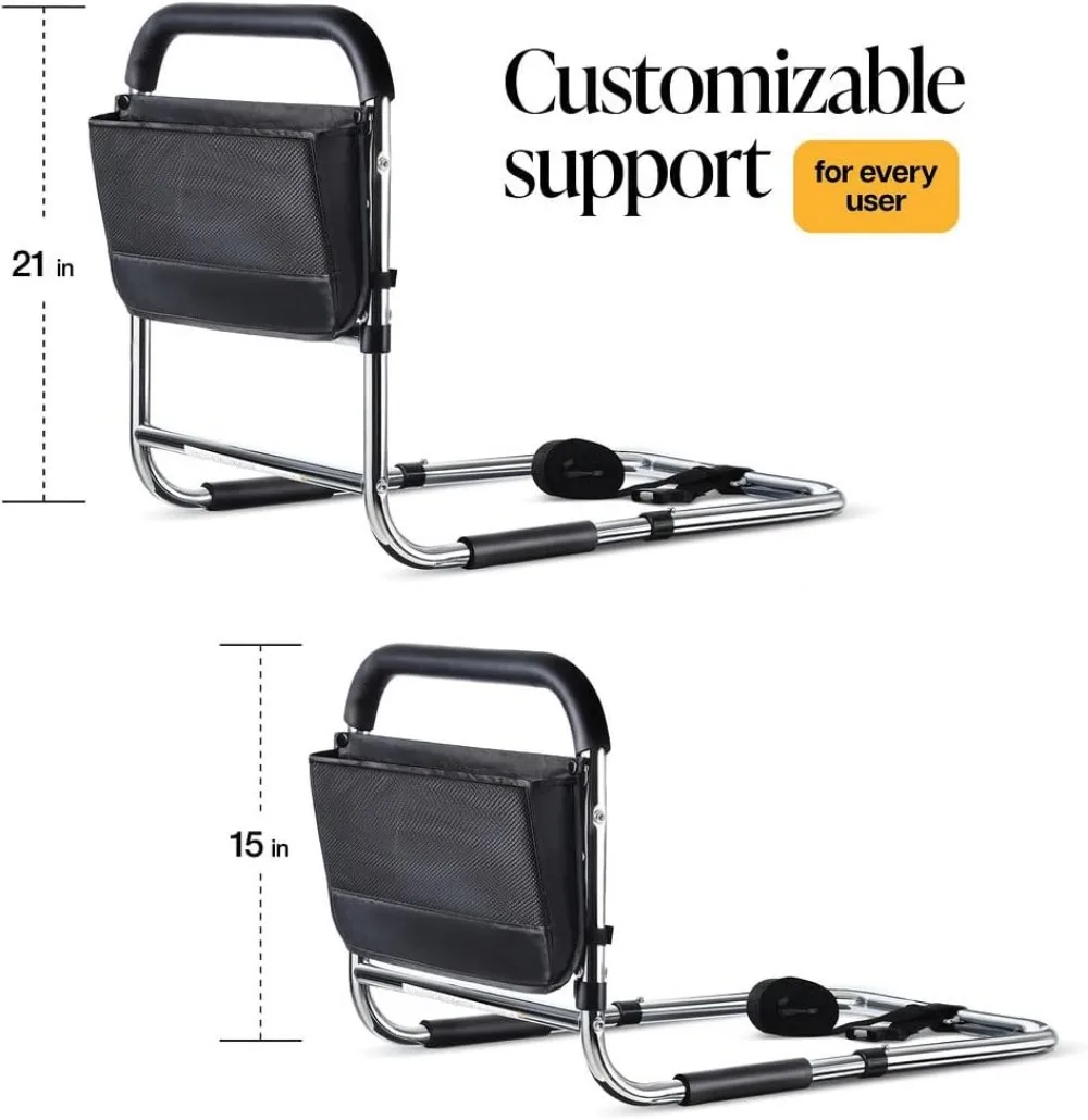 حاجز مساعدة للسرير لكبار السن، معتمد من ASTM، بدون أرجل، جيب تخزين، دعم الأرضية - سهل الداخلي/الخارج بأمان #3