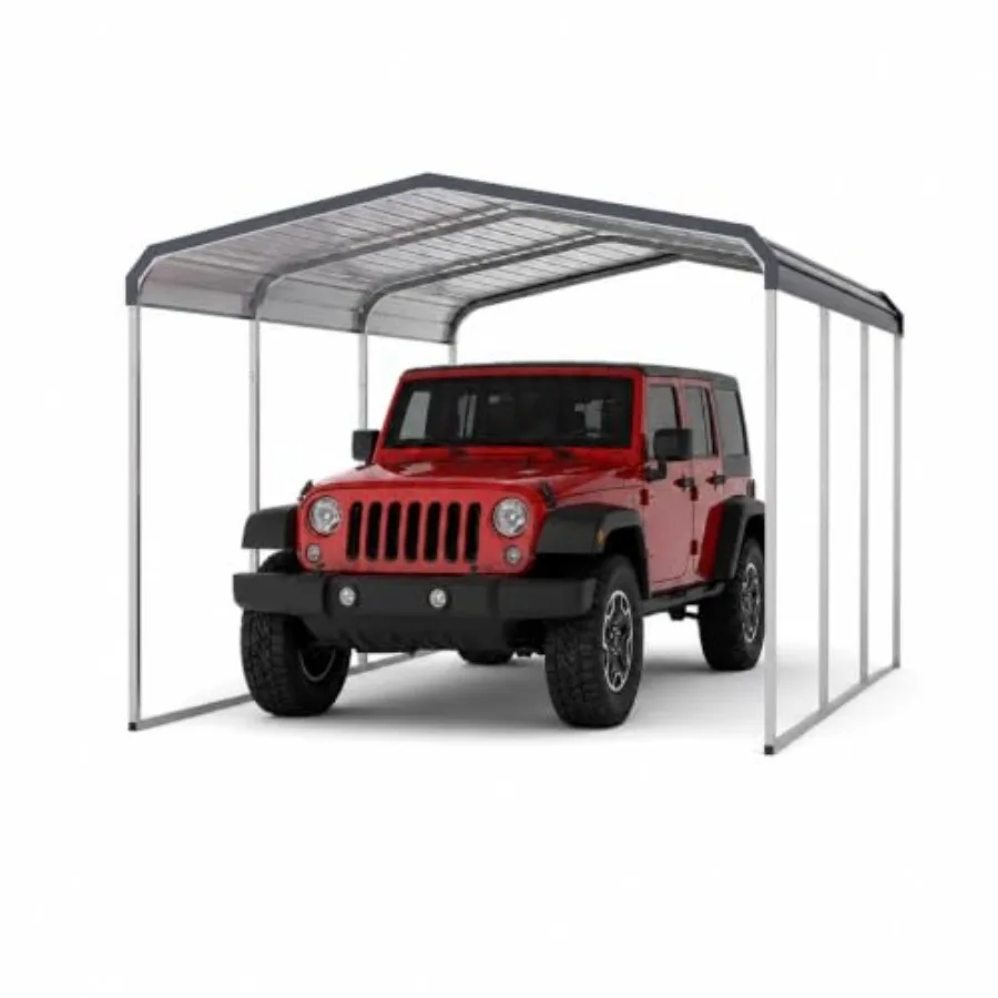 Feet Metal Carport, Reinforced Frame and Steel Roof