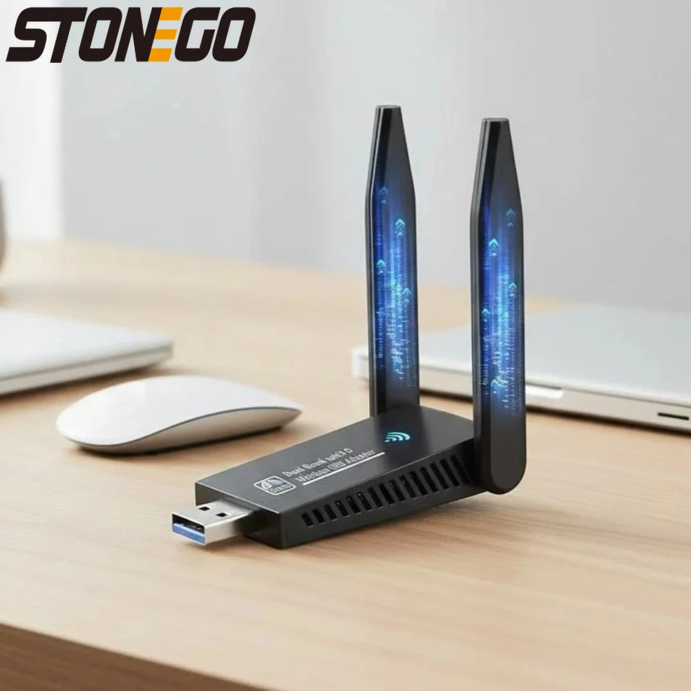 

Двухдиапазонный USB-адаптер Wi-Fi 1300 Мбит/с с двумя антеннами для ПК с Windows 11/10/8/7/Vista/XP, высокоскоростной беспроводной сетевой приемник