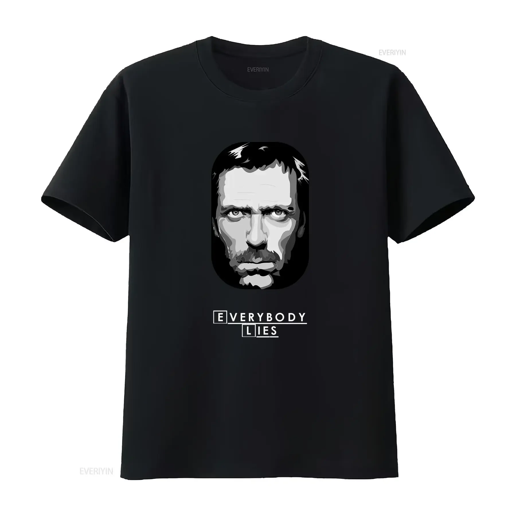 T shirt House M D Everybody Lies Ex Girocollo casual tessuto leggermente elasticizzato vestibilità regolare stampa vintage Soft