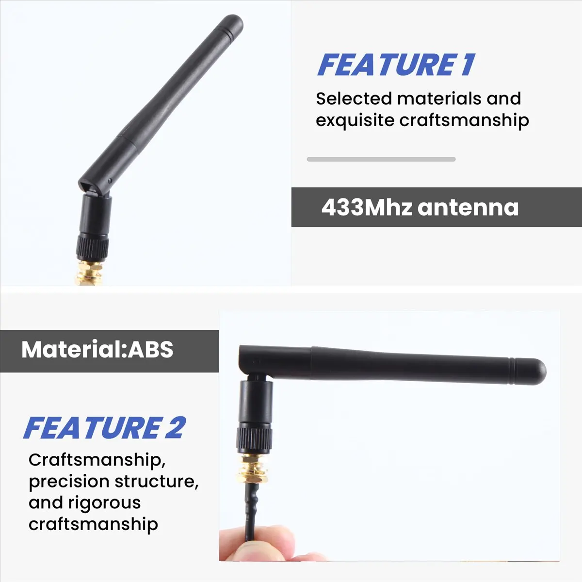 A14M 433Mhz Antenna 3Dbi GSM RP-SMA Plug Rubber Waterproof Lorawan Antenna + IPX to SMA Small Cable Extension