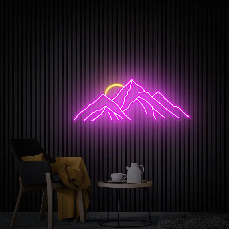 Led Neon Sign Moutain and Sun Neon Lights USB LED Lamp Signs Home Wall Decor Bedroom Kid Room Bar
