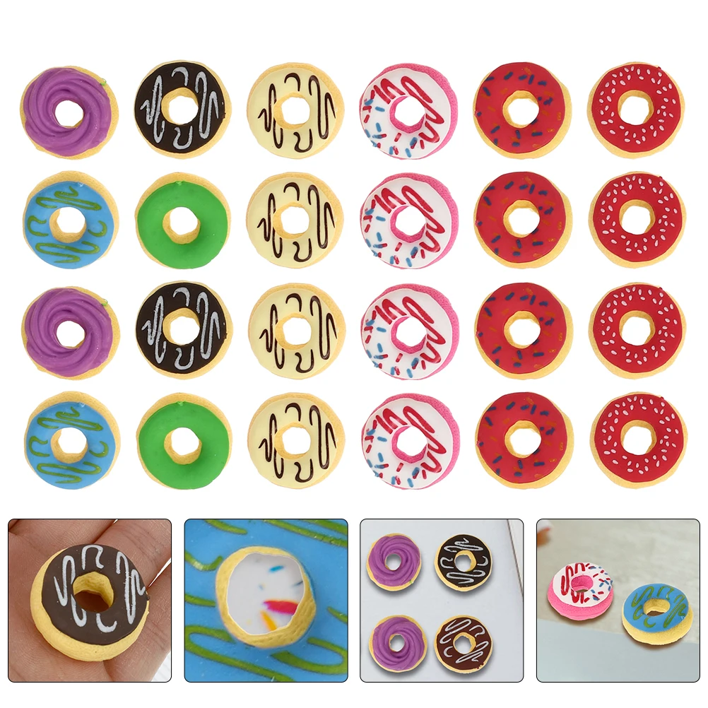 24 Pcs Donut Shaped Erasers Mini Rubber Student Supplies Cute Kids Toy Plastic School Accessories Bulk Pencil Eraser Cartoon