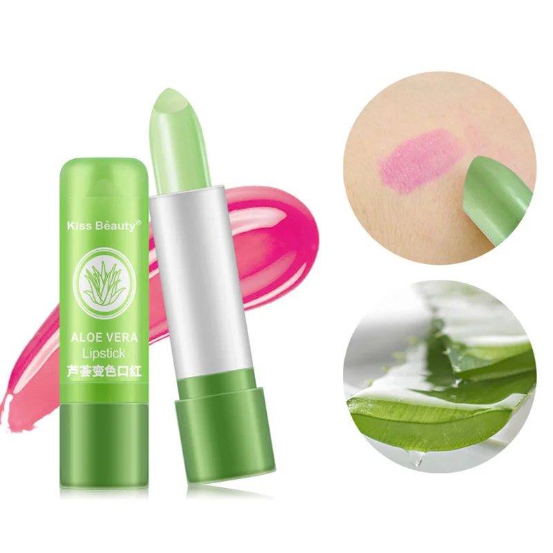 Aloe Vera naturale Cambia colore della temperatura Rossetto Idratante a lunga durata Trucco labbra Balsamo per labbra Lucidalabbra anti-screpolature