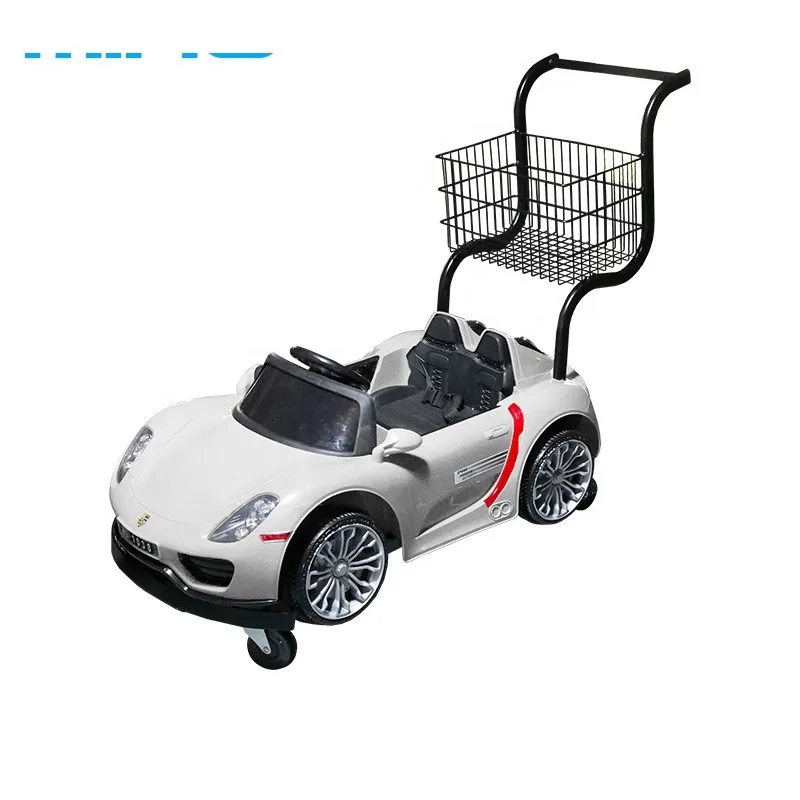 Supermarket Shopping Mall Push Convenient Colorful Kids Trolley Carts with Toy Car