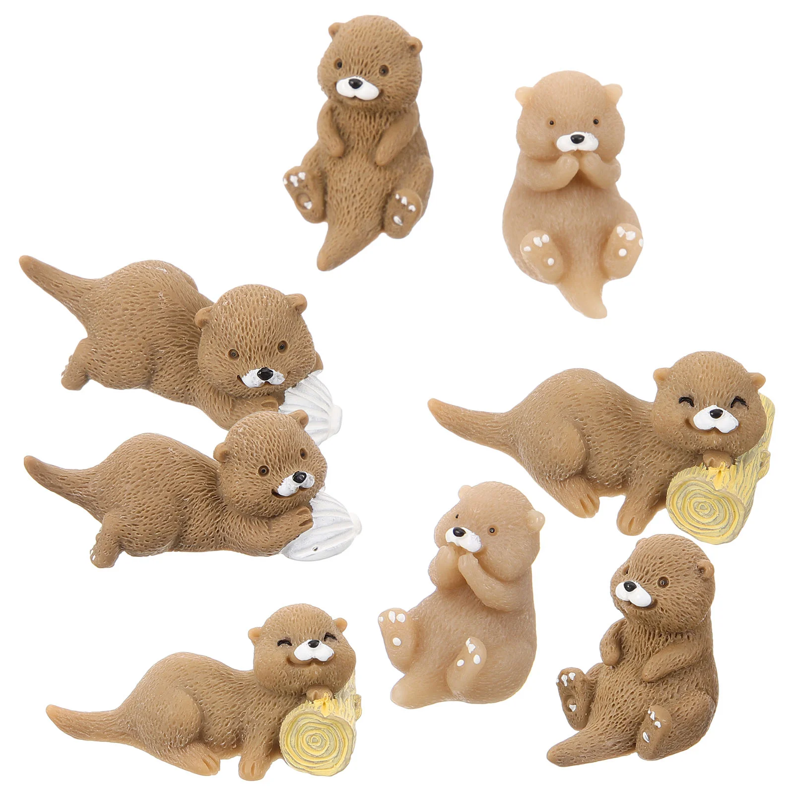 8 Pcs Microlandscape Mini Otters Figurines Resin Bonsai Decor Synthetic Toy Student Small Ornament