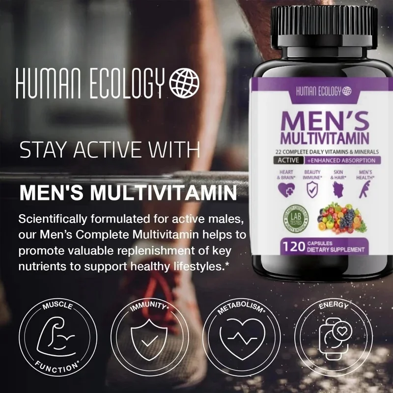 GOUING-Les capsules de distorsion multivittisante humaine pour hommes soutiennent la fonction musculaire saine, l'énergie Linge et la santé immunitaire, 03