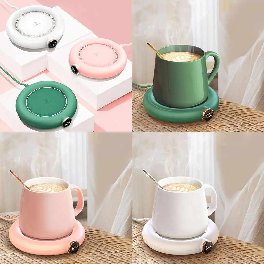 USB Coffee Mug Warmer for Desk Office Coaster Cup Warmer 3 Modes LED Display for Coffee Milk Tea Keep Drink Warm