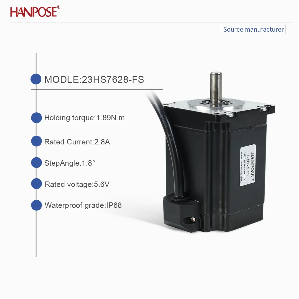 

NEMA23 23HS7628-FS Waterproof Stepper Motor 1.89N.m 2.8A 3D Printing Accessories Motor Manufacturer Direct Sales NEMA23
