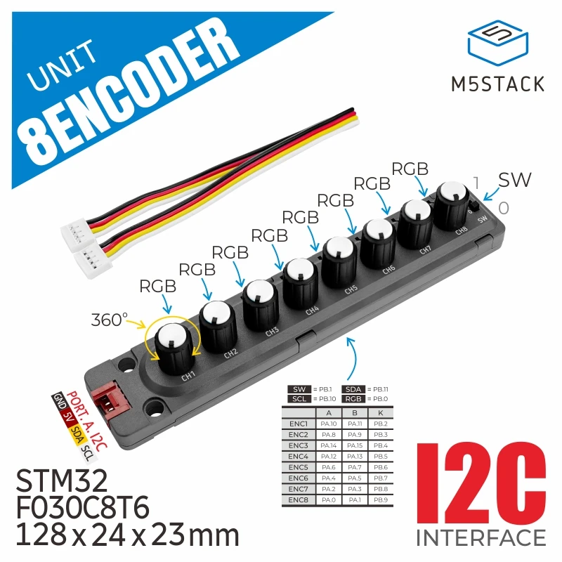 M5Stack 8-Bộ Mã Hóa Đơn Vị (STM32F030)