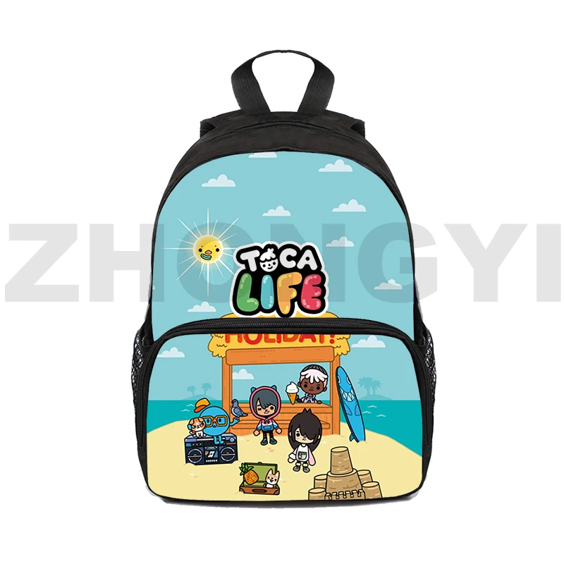 

3D Anime Mini Bag Kindergarten Toca Life World Backpack Children 16 Inch Toca Boca Game Bookbag Kids Back To School Daily Bag