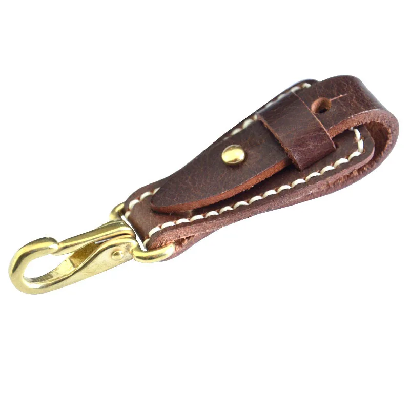 100% Genuine Leather Belt Key Holder For Men Male Cowhide Vintage Handmade Tactical EDC Waist Loop Buckle Keychain Clip Buckle