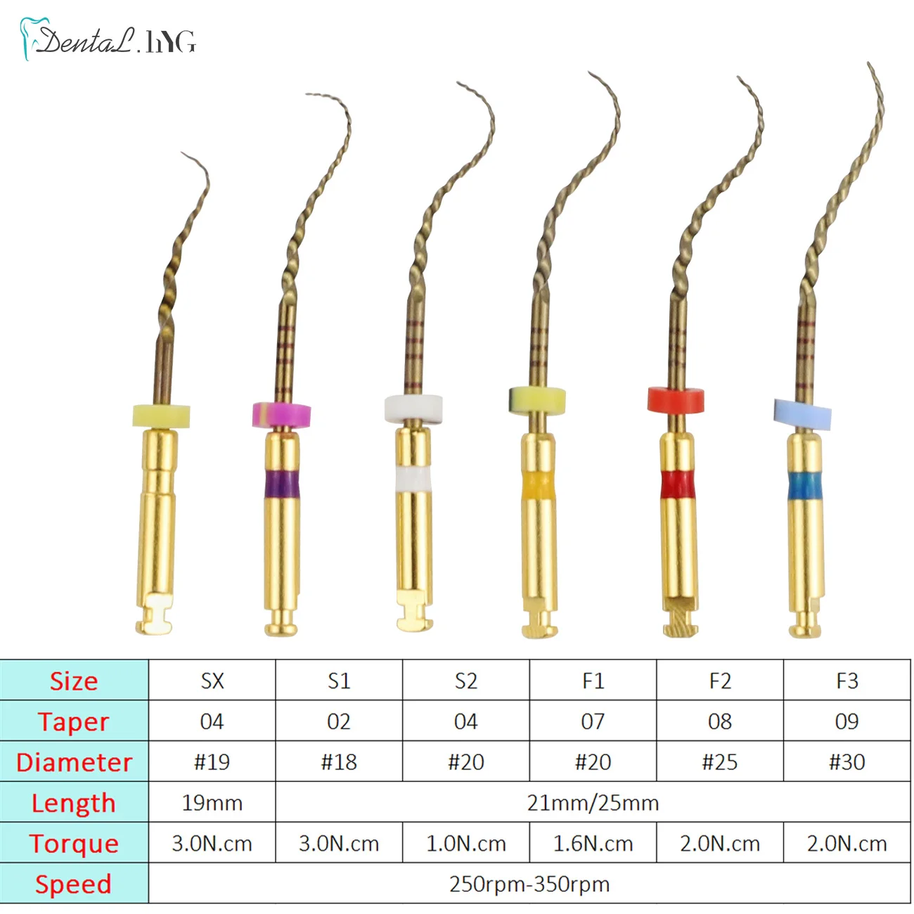 SX-F3 dentaire Nitinol limes d'or, moteur universel lointain Endodontique Anti-fatigue Constante illac Dentidramatiquement Matériel de canal radiculaire