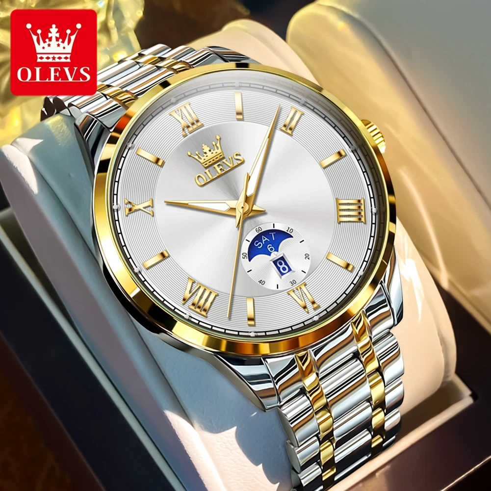 

OLEVS 3638, мужские часы, простые деловые римские весы, большой циферблат, водонепроницаемые светящиеся часы с датой недели, деловые часы, мужские деловые часы Reloj