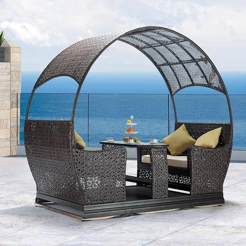 

Outdoor rattan art bed waterproof sun protection rocking chair European garden courtyard furniture