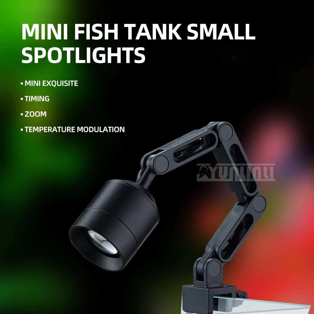 Mini fish tank spotlight stream tank aquarium led fish tank lighting lamp with timing zoom