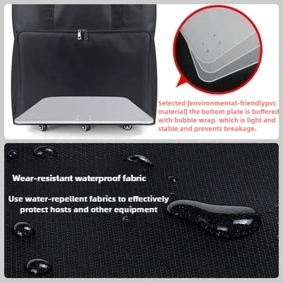 Multiuse Desktop Computer Wide Body Host Trolley Case 27 Inches Monitor Storage Bag Black Office Storage