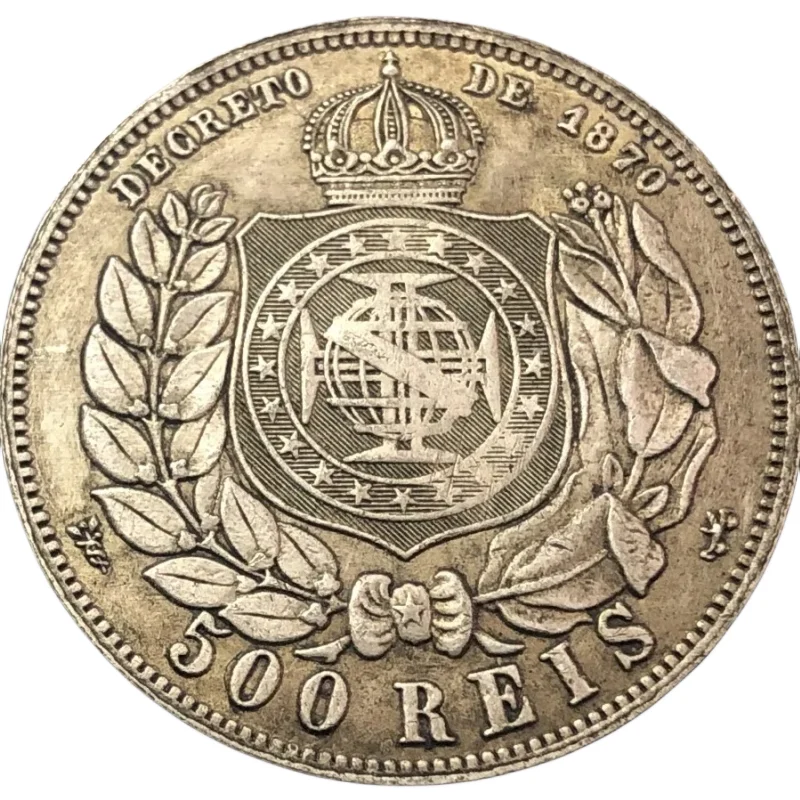 1887 Brazil 500 Reis Silver Plated Copy Coin