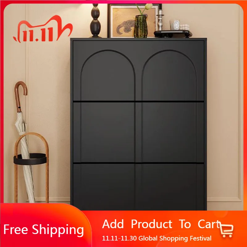 

Black Designer Shoe Cabinet Closets Armables Cupboard Living Room Dining Shelves Shoe Shelf Wooden Sapateira Room Decorations
