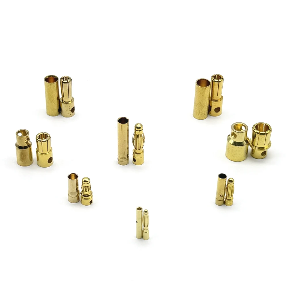 2.0/3.0/3.5/4.0/5.0/5.5/6.0/8MM Bullet Banana Plug Gold-Plated Male Female Connector Battery Plugs Kits for RC Battery Parts DIY