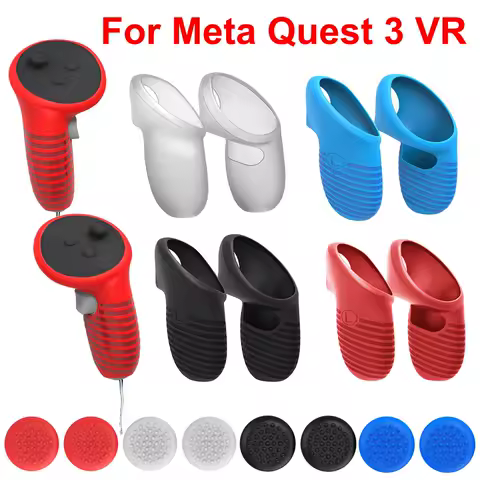 1 paio di impugnature per Controller in Silicone Cover per Joystick Anti-caduta antiscivolo con cinturino regolabile per accessori Meta Quest 3 VR