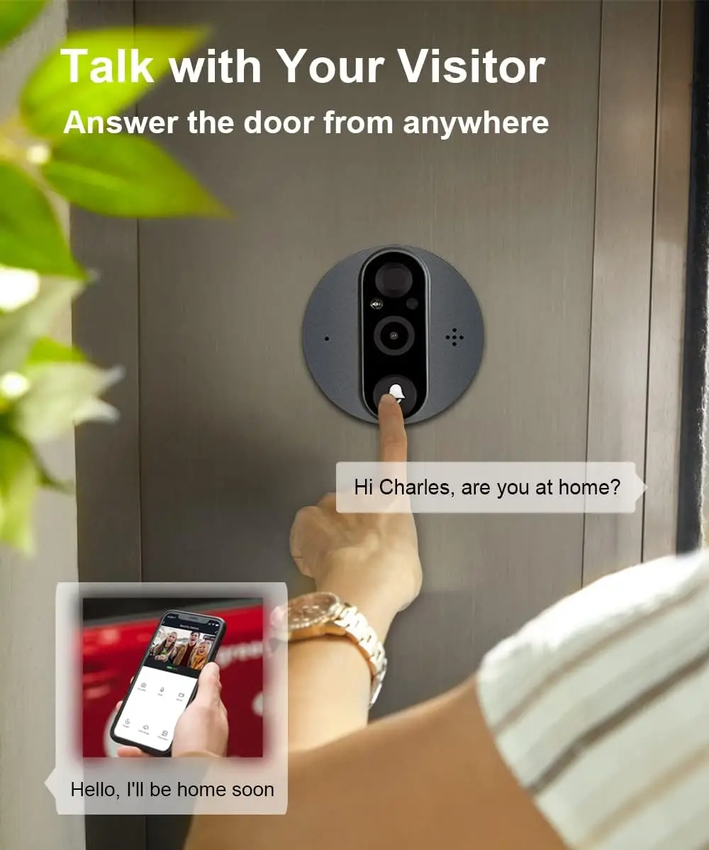 Tuya Smart 4.3 Inch 1080P Wifi Wireless Video Doorbell Camera Home Apartment Wifi Visual Peephole Door Bell  Camera Security Pro