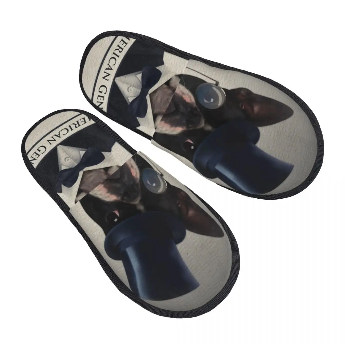 Boston Terrier Dog Soft Scuff With Memory Foam Slippers Women Cartoon The American Gentleman Bedroom House Shoes