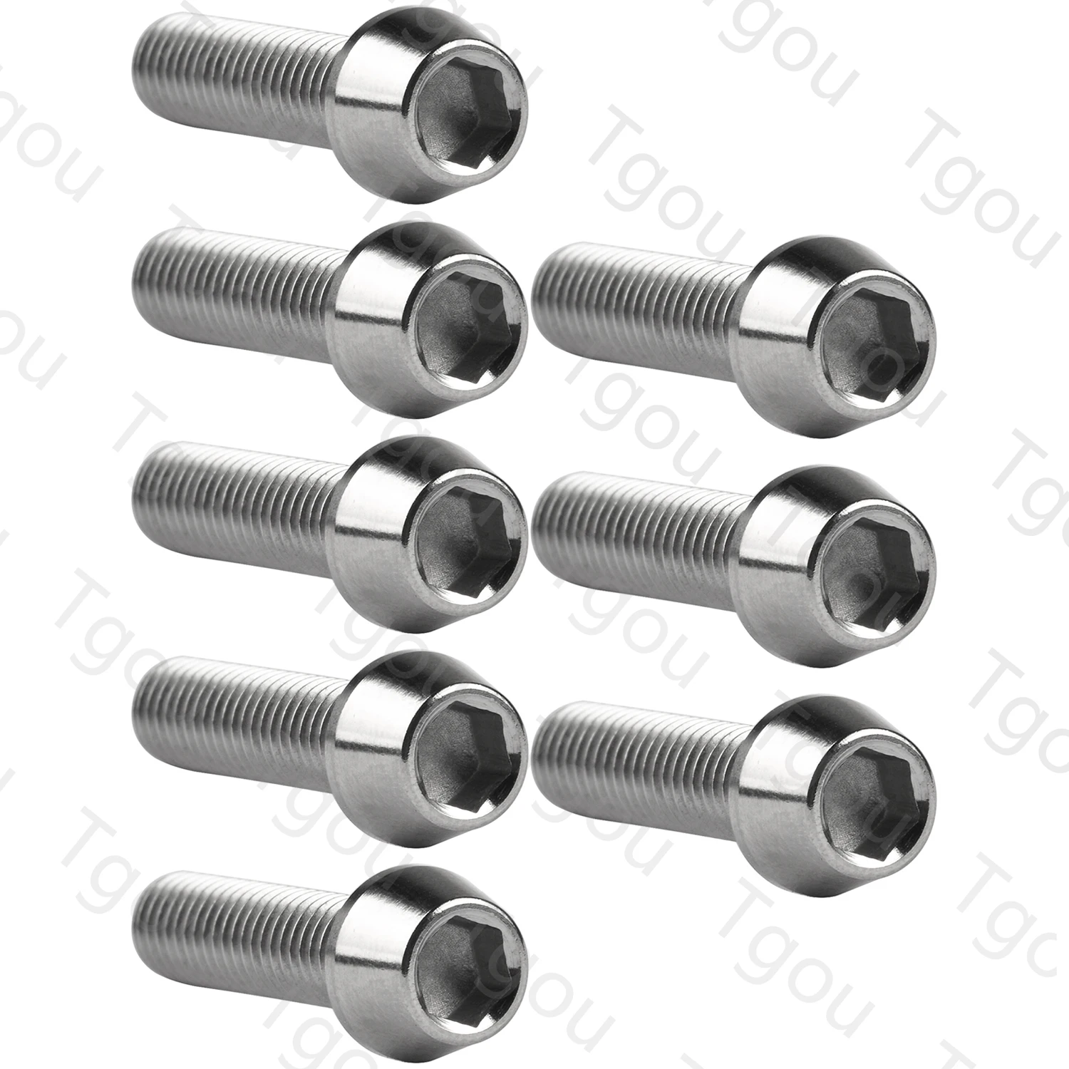 Tgou Titanium Bolt M6x10/16/18/20/25/30/35/40/45/50/55/60/65mm Inner Hex Screw for Bicycle 8pcs