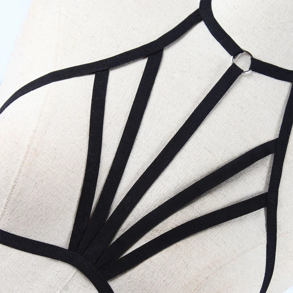 

Women Goth Sexy Elastic Harness Bandage Bustier Hollow Cage Bra Tops Bralette Lingerie Tanks Lady See Through Exotic Apparel