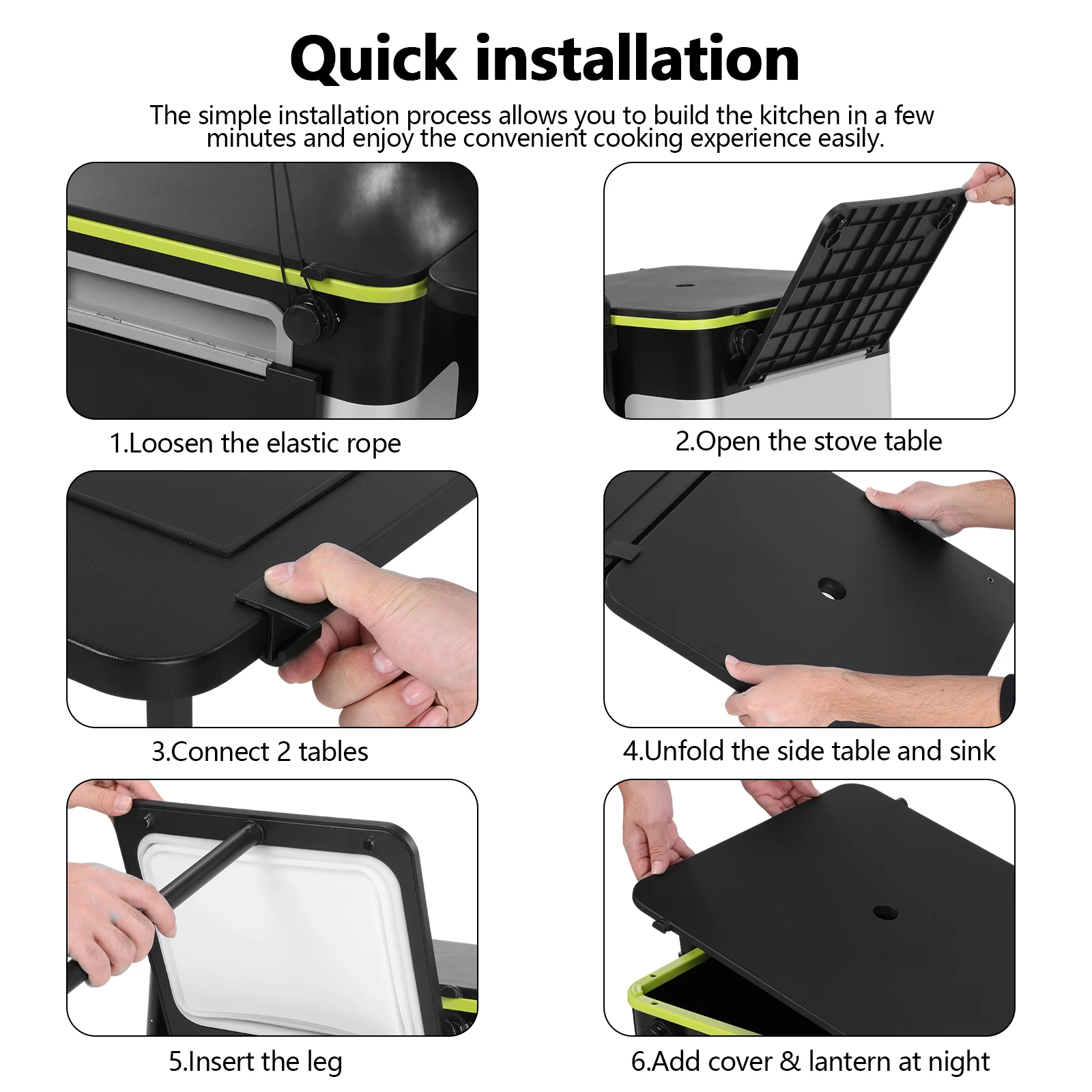 

Многофункциональный уличный столик на колесах, портативная складная походная кухонная станция с креплением для фонаря, для пикника, пляжа, автодома, путешествий